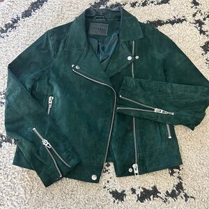 Green Suede blank NYC moto biker Women's Jacket